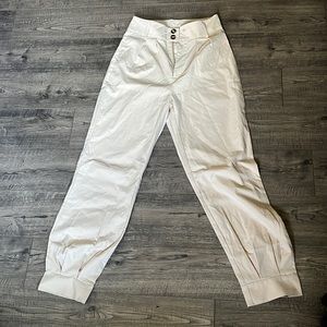 Beige Wide Leg Trousers